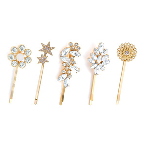 Femmes diamant incrusté épingles à cheveux en gros tournesol étoile <span class=keywords><strong>feuille</strong></span> <span class=keywords><strong>pince</strong></span> ensemble perle alliage bijoux placage traitement <span class=keywords><strong>pour</strong></span> les fêtes - Product Image 5