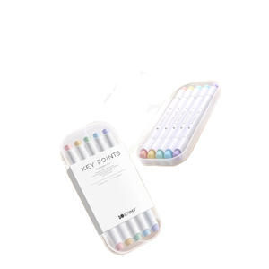 Surligneurs Morandi à double pointe avec pointe <span class=keywords><strong>de</strong></span> brosse ronde, couleur claire, logo personnalisable, fournitures scolaires non effaçables, lot <span class=keywords><strong>de</strong></span> 5 couleurs - Product Image 2