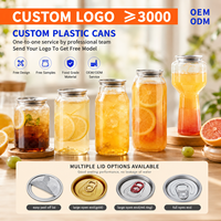 Boîtes de boisson en PET 330ml 500ml 650ml avec couvercles à ouverture facile à anneau, emballage transparent avec logo personnalisé pour jus et soda