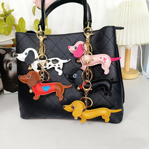 Nuevo Llavero de Cuero con Forma de Corazón Amarillo y Rosa para Perro Salchicha, Estilo Estrella, Colgante para Bolso de Cachorro - Product Image 1