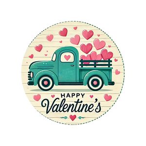 American Country Style Valentines Day Series <b>Wooden</b> Decorative Door <b>Sign</b> Round Logo Hanging Plaque for Wall Decoration - Product Image 1