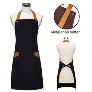 Tablier professionnel ajustable en sergé polyester/coton imperméable pour personnel de restaurant et coiffeurs, idéal pour salons de beauté - Product Image 2
