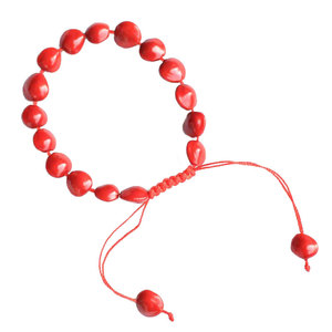 <b>Red</b> Bean <b>Bracelet</b> 18 Beads Heart Shape Ethnic Style Gift Jewelry From Hangzhou - Product Image 5