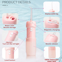 Hydropulseur dentaire intelligent et rétractable, mini portable, avec réservoir d'eau de 160 ml pour le nettoyage des dents