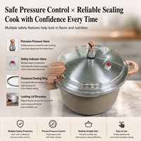 Casserole à pression durable en acier inoxydable avec poignée en bois anti-brûlure, conception de libération de pression sécurisée, pot de cuisson résistant à la chaleur