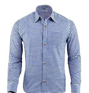 <b>Men</b>’s <b>Blue</b> Bavarian Alpine Trachten Oktoberfest <b>Shirt</b> Cotton Long Sleeve S to 4XL - Product Image 1