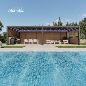 Alunotec pergo-eco tự làm không thấm nước bioclimatic mái hiên che không thấm nước Louvre mái louver <span class=keywords><strong>gazebo</strong></span> ngoài trời nhôm pergola - Product Image 6