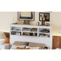 Ensemble de chambre à coucher vintage en bois blanc 4 pièces avec 2 tables de chevet 1 commode tiroirs de rangement et cadre de lit Queen Size pour chambre à coucher