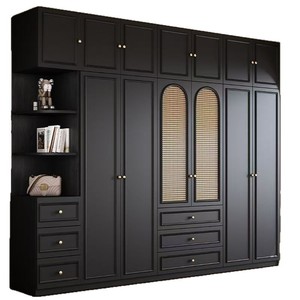 <span class=keywords><strong>Armadio</strong></span> Nero Stile Retrò Mid-Century, Design Classico Francese-Americano Vintage, Grande Guardaroba Pratico per lo Stoccaggio - Product Image 2