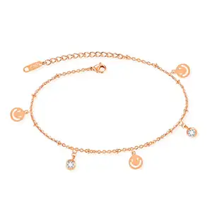 Pulsera tobillera hotewife con colgante de sonrisa dorada de nuevo diseño, joyería de mujer personalizada de moda 2020, tobilleras de plata *