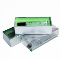 Boîte cadeau en papier métallisé argenté avec insert en velours, emballage cosmétique personnalisé imprimé pour flacon de parfum