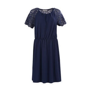 <span class=keywords><strong>Robe</strong></span> élégante pour femme, bleu <span class=keywords><strong>marine</strong></span>, col rond, manches courtes, taille à cordon, coupe ample, <span class=keywords><strong>mi</strong></span>-<span class=keywords><strong>longue</strong></span>, tendance - Product Image 4