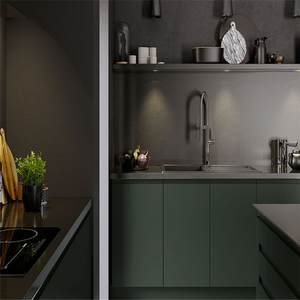ตู้ครัว MDF สีเขียวราคาประหยัดแบบสั่งทำพิเศษจาก Vermonhouzz โครงเมลามีน บานประตูไร้มือจับ - Product Image 3