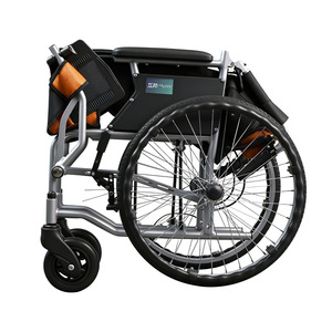 Fauteuil roulant manuel Hubang en alliage d'aluminium, 16 kg, coussin orange, pliable, pour personnes âgées, aide à la mobilité - Product Image 3