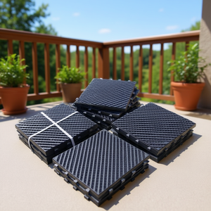 Dalles de terrasse emboîtables 12x12 en plastique pour extérieur, résistantes aux intempéries, pour balcon, à clipser, antidérapantes, finition mate - Product Image 2