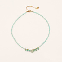 Collar de Cuentas Largas de Aventurina Verde Natural y Amazonita JinSpark, Chapado en Oro de 18K, Estilo Bohemio