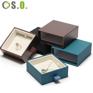 Caja de Cartón con Logotipo Personalizado Azul y Negro, Imitación Piel, para Anillos, Colgantes, Pulseras, Brazaletes, Collares, Pendientes, Joyas - Product Image 5