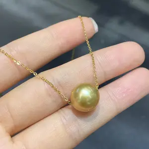 Nanyang-collar de perlas doradas de 18K, diseño y personalización, tamaño de perla de 11-12mm, peso de oro de 1,05 gramos