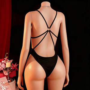 ชุดนอนซูคุมิซึแบบจั๊มสูทเซ็กซี่ ไร้ตะเข็บ เปิดเป้า ผ้าไหมน้ำแข็งเนื้อแน่น ยั่วยวน โพลีเอสเตอร์ เทอรีลีน - Product Image 3