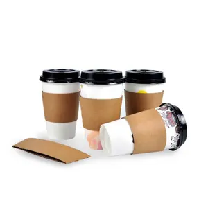 사용자 정의 뜨거운 종이 컵 더블 월 8 온스 10 온스 16 온스 2.5 온스 화이트 커피 종이컵 종이컵 뚜껑 커버
