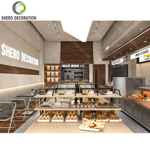 Espositore da banco a 2 livelli in legno per pasticceria, scaffale per esposizione dolci, design moderno per interni di panetterie - Product Image 1