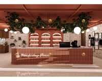 Design d'intérieur moderne et simple pour le café Concept de comptoir de bar de restaurant personnalisé Ensemble meubles de table de restaurant de fantaisie