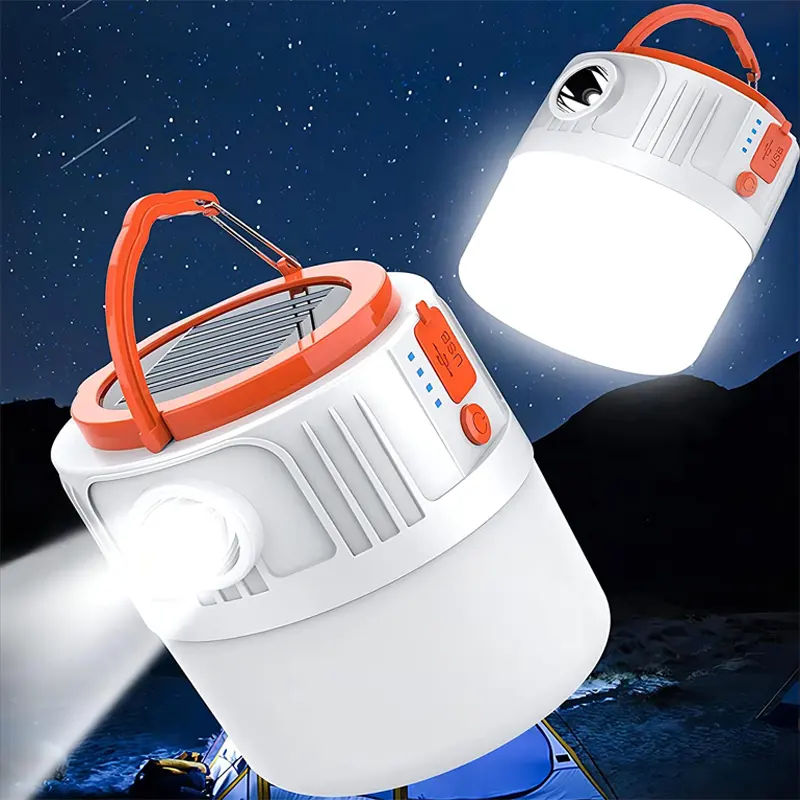 SAIJZEK.OEM/ODM Hot Sale Solar Camping Lights USB Rechargeable Remote Control Solar LED Camping Lamp With Flashlight