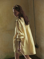 Jupe courte vintage en lin jaune, style français, avec franges, pour l'été