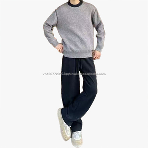 Suéter de Punto con Cuello Redondo y Bloques de Color para Hombre, Camiseta Interior, Estilo Old Money, Suéter de Otoño-Invierno de Alta Gama - Product Image 4