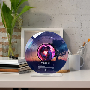 Fábrica personalizada mujeres hombres acrílico redondo vinilo disco música placa regalos con foto para cumpleaños boda - Product Image 6