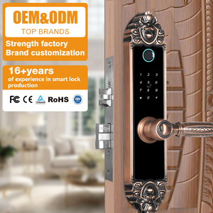 Serrure de porte intelligente de luxe pour villa européenne, application Tuya, lecteur d'empreintes digitales en alliage d'aluminium, serrure numérique pour porte en bois - Product Image 1