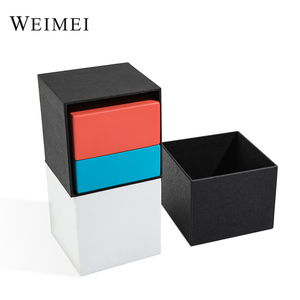 Boîte de présentation de bijoux en bois et velours avec logo personnalisé, emballage coloré pour bagues, colliers et boucles d'oreilles - Product Image 3