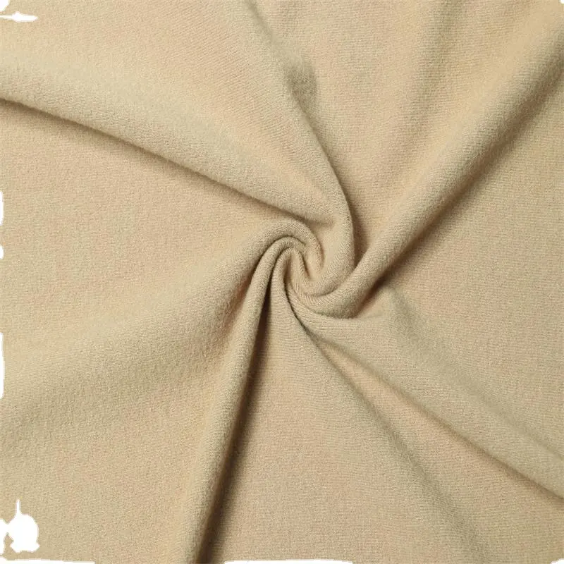 Bán Buôn Màu Rắn 300 GSM Hai Bên Chải Rayon Polyester Spandex Căng Cashmere Lông Cừu Vải Cho Mùa Thu Mùa Đông Mặc