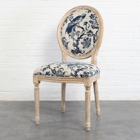 Chaise de salle à manger Louis de style français, dossier rond, revêtement en lin, bois massif, antique, mariage, maison, bureau, entrepôt