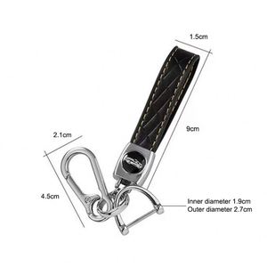 Customizable LOGO Embossed <b>Leather</b> Car Keychain Horn Zinc Alloy Hardware Car Keychain Pendant Best Selling Auto Accessories - Product Image 2