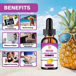 Gouttes liquides de fer haute puissance avec vitamines C et B12 pour le bien-être général et le soutien immunitaire des adultes - Product Image 2