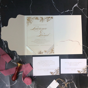 Invitations de fête pliables en or rose, cartes en acrylique, cartes RSVP personnalisées, cartes de remerciement - Product Image 4