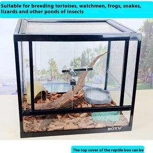 Sürüngenler ve amfibiler için şeffaf cam yuvarlak masaüstü yetiştirme kutusu Geckos ve kertenkele kaplumbağalar için çevre dostu ve evcil hayvan dostu - Product Image 3
