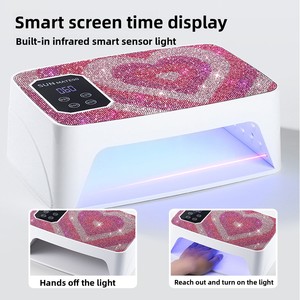 Lampe à ongles UV LED sans fil haute puissance avec strass scintillants en forme de cœur pour le séchage du gel d'extension, de la colle colorée et de l'adhésif pour strass - Product Image 4