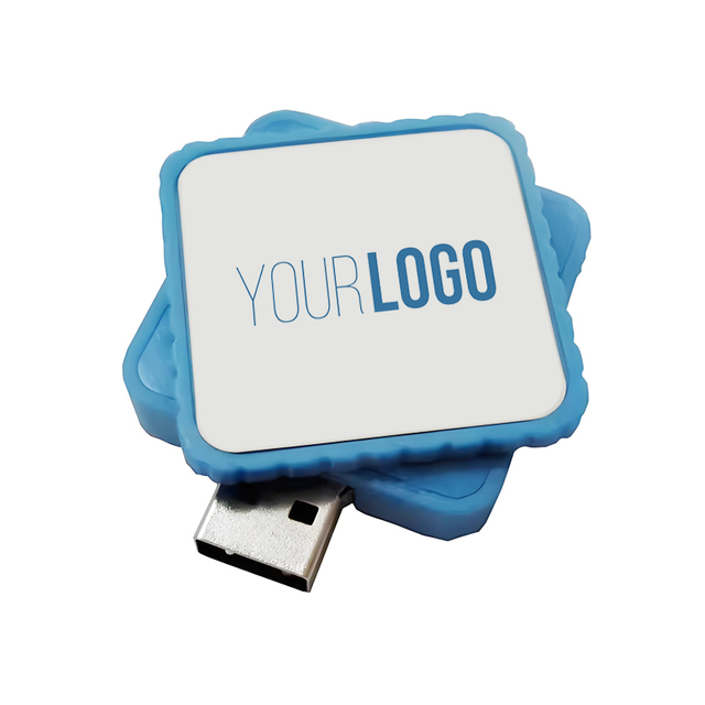 Plastic Square Rotating Custom USB Flash Drive 8GB 16GB 32GB USB Memory Stick 64GB 128GB USB 2.0/3.0 Swivel Pen Drive