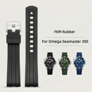 สายนาฬิกายาง FKM ปลายโค้ง ขนาด 20 มม. สำหรับนาฬิกา Omega <span class=keywords><strong>Seamaster</strong></span> <span class=keywords><strong>300</strong></span> - Product Image 1