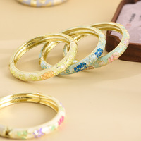 Bracelet CICILY de style chinois, bleu Jingtai noble, large fleur de pivoine, plaqué or 18 carats, alliage de zinc, cadeau pour femme