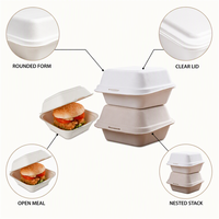 Boîte à hamburger en bagasse de canne à sucre biodégradable personnalisée, emballage alimentaire