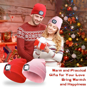 LED Beanie Hat với ánh sáng Unisex ấm mùa đông hat với đèn LED Headlamp cap mùa đông dệt kim đêm thắp sáng hat đèn pin - Product Image 5