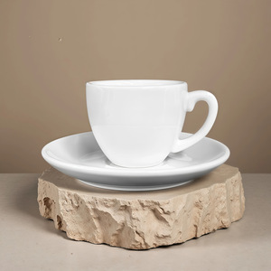 แก้วกาแฟสไตล์ยุโรปพร้อมจานรอง 90-500 มล. พอร์ซเลนสีขาวบริสุทธิ์ สำหรับใช้ในโรงแรมและร้านอาหาร - Product Image 4