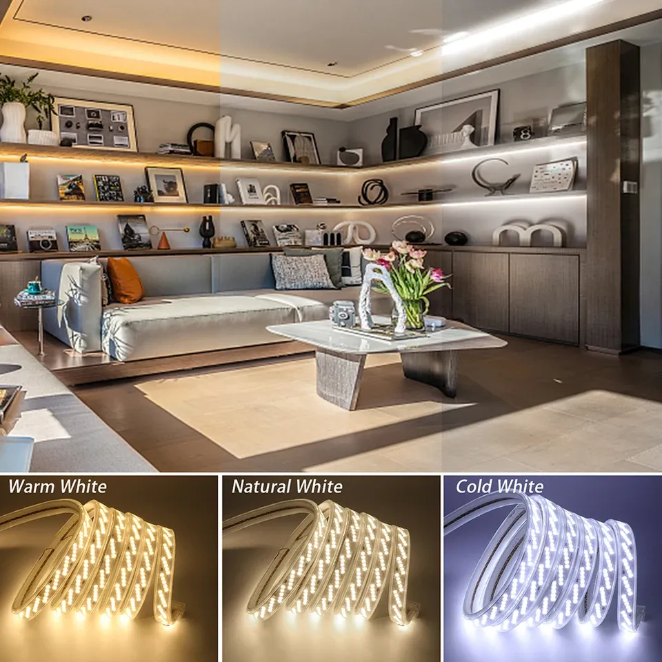 220V 110V SMD 2835 Oblique 5 Rows Rope Lights Super Bright IP67 Waterproof Outdoor Decoration 320LED/m LED Strip Light · image 6