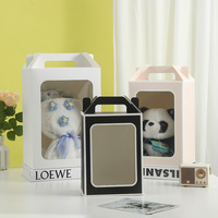 Boîte Cadeau en Carton avec Fenêtre Transparente, Emballage pour Poupée Jouet, Présentoir, Sac Cadeau en Papier Kraft pour Fleurs avec Poignée