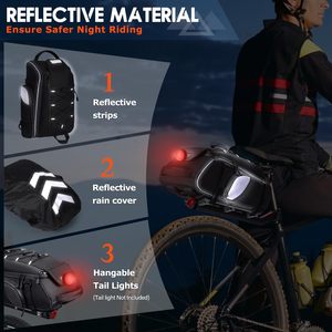Sacs de vélo pour porte-bagages arrière 15L, sacoche de selle étanche pour vélo et vélo électrique avec housse de pluie, accessoires de vélo, sac à dos - Product Image 5