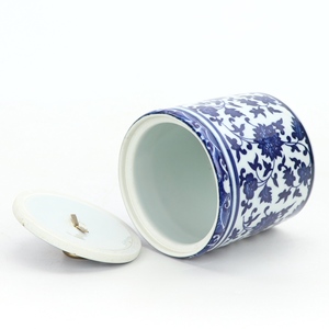 <span class=keywords><strong>Vase</strong></span> de table en céramique de style chinois traditionnel ZHUODI, bleu et blanc, antique, avec couvercle, origine Zhejiang - Product Image 3