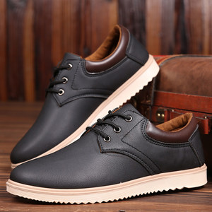Scarpe da Lavoro da Uomo Primaverili e Autunnali, Nere, Antiscivolo, con Lacci, Impermeabili, Resistenti all'Usura, Casual in PU, Stile Coreano Trendy per Giovani - Product Image 3